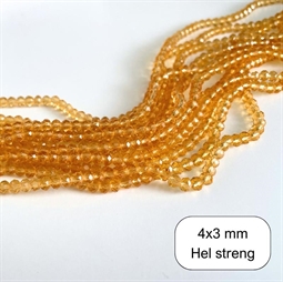 4x3 mm Gyldne Glasperler, facet  1/1 streng
